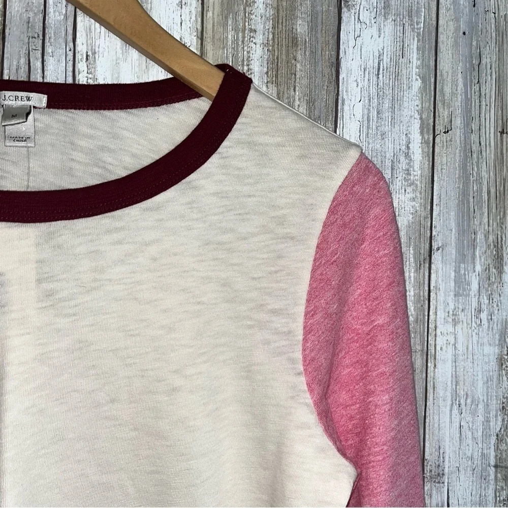 J.Crew Colorblock Sweatshirt NWT Pink Cream Magenta Slub Cotton Casual Pullover